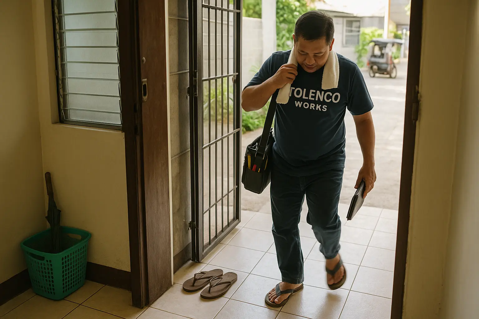Friendly Tolenco Works technician arriving at a Cebu home